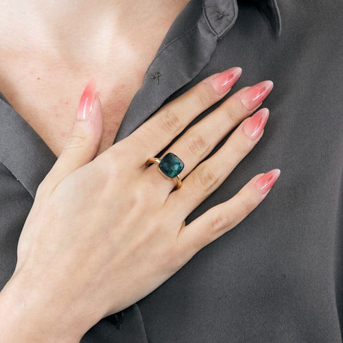 Bague 56 POMELLATO - Nudo Maxi - Bague or rose et Topaze Blue London 58 Facettes DV0942-1-56-3