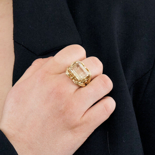 Bague 55 Bague en or jaune et citrine 58 Facettes DV11045-5-55