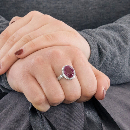 Bague 52 Bague en or gris et rubis et diamants 58 Facettes DV10063-1-52-1