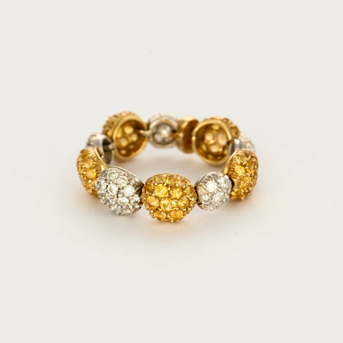 CHANTECLER- Bagues souples en or jaune et or gris, diamants et saphirs jaune