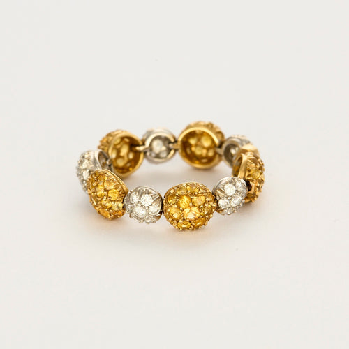 CHANTECLER- Bagues souples en or jaune et or gris, diamants et saphirs jaune