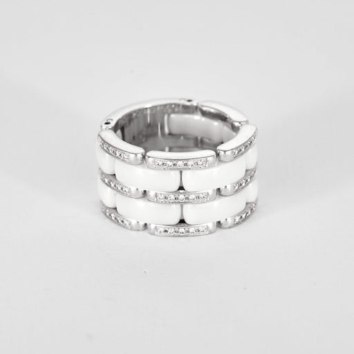 Bague 52 CHANEL - ULTRA - Bague céramique blanche, or gris et diamants. 58 Facettes DV11960-2-52-1
