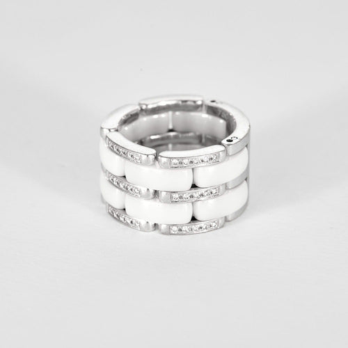 Bague 52 CHANEL - ULTRA - Bague céramique blanche, or gris et diamants. 58 Facettes DV11960-2-52-1