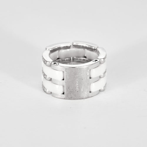 Bague 52 CHANEL - ULTRA - Bague céramique blanche, or gris et diamants. 58 Facettes DV11960-2-52-1