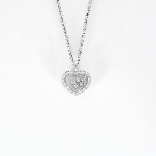 Collier CHOPARD - HAPPY DIAMOND - HEART - Collier or gris et diamants 58 Facettes DV0958-1