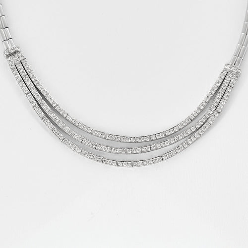 Collier Collier ras de cou en or blanc 18K (750 Millièmes) centré de 3 lignes de diamant 58 Facettes DV0925-1