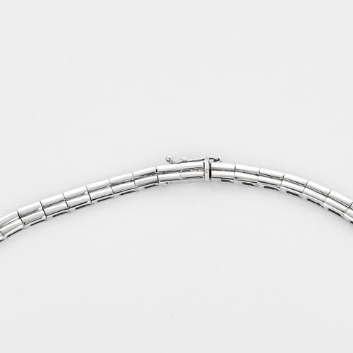 Collier Collier ras de cou en or blanc 18K (750 Millièmes) centré de 3 lignes de diamant 58 Facettes DV0925-1