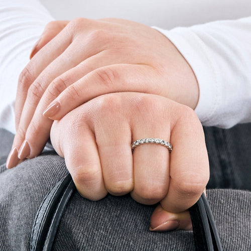 Bague 57 Alliance platine, or gris et diamants 58 Facettes DV4754-16-57-3