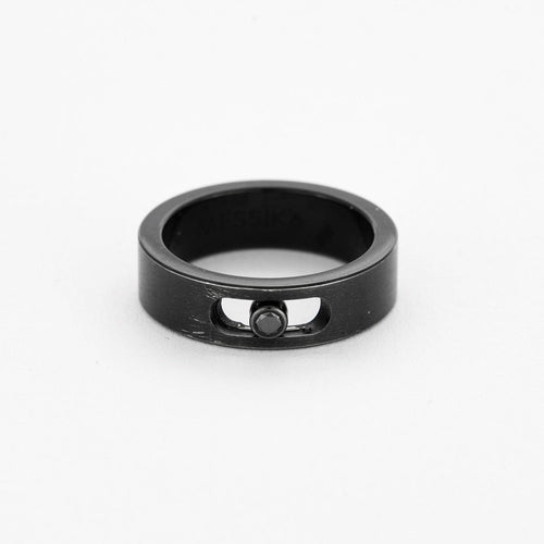 Bague 56 MESSIKA - Bague Move en titanium noir et diamant noir 58 Facettes DV12249-2