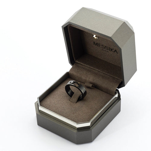Bague 56 MESSIKA - Bague Move en titanium noir et diamant noir 58 Facettes DV12249-2
