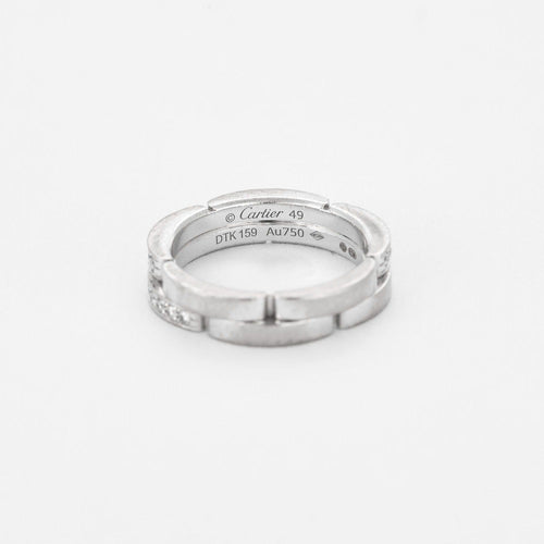 Bague 49 CARTIER - Panthère - Bague or blanc 2 rangs semi-pavée diamants 58 Facettes DV12359-1-3