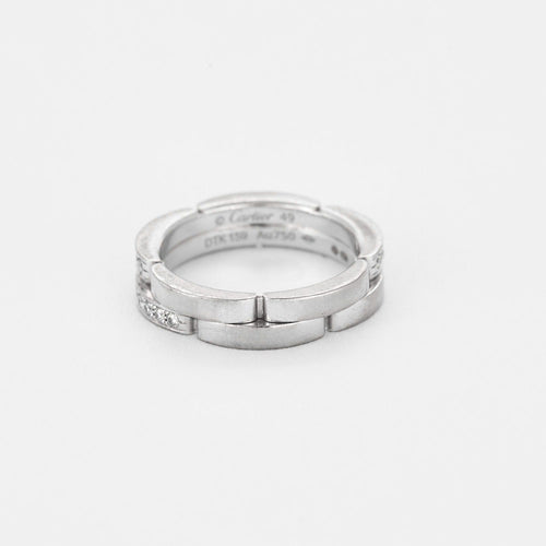 Bague 49 CARTIER - Panthère - Bague or blanc 2 rangs semi-pavée diamants 58 Facettes DV12359-1-3