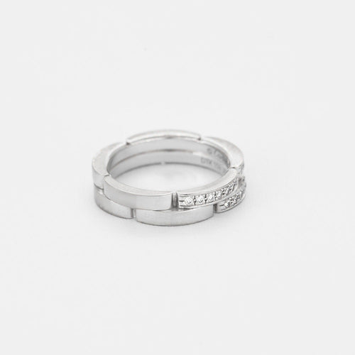 Bague 49 CARTIER - Panthère - Bague or blanc 2 rangs semi-pavée diamants 58 Facettes DV12359-1-3