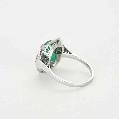 Bague 52 Bague en or gris , Emeraude de Colombie et diamants 58 Facettes DV11451-5-52-2