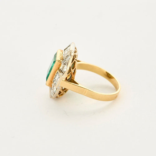 Bague 52 Bague or jaune  Émeraude de Colombie et diamants 58 Facettes DV11451-7-52-2