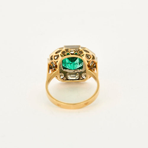 Bague 52 Bague or jaune  Émeraude de Colombie et diamants 58 Facettes DV11451-7-52-2