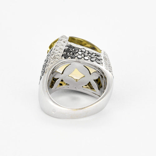 Bague 55 Bague cocktail en or gris avec péridot et diamants 58 Facettes DV3580-2-DV0882-1