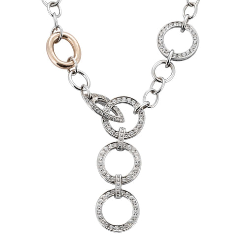 Collier Collier en or jaune et or gris à maillons rond et diamants 58 Facettes DV3580-3