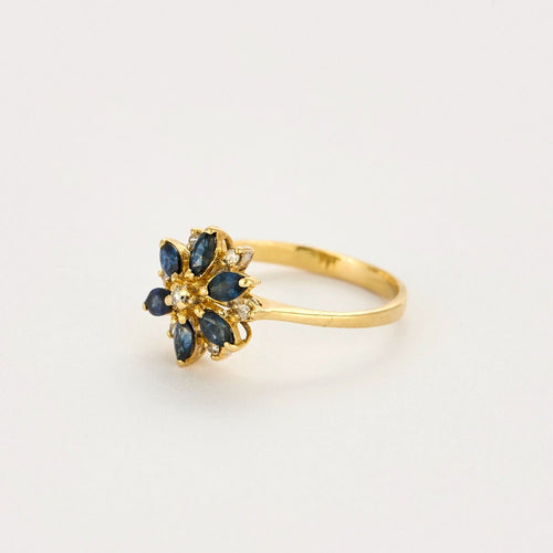 Bague 49 Bague "Fleur" or jaune, diamants et saphir 58 Facettes DV0974-6-49-2