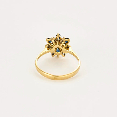 Bague 49 Bague "Fleur" or jaune, diamants et saphir 58 Facettes DV0974-6-49-2