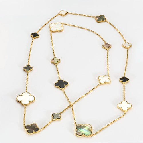 VAN CLEEF & ARPELS - Magic Alhambra - Collier Sautoir, or jaune, onyx et nacre