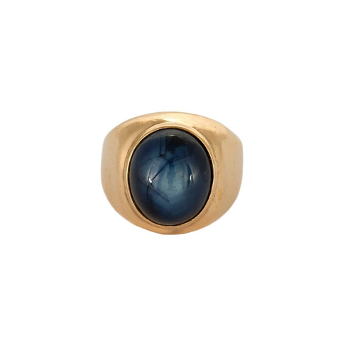 Bague 49 Bague chevalière en or jaune et saphir étoilé 58 Facettes DV5390-13-49-2