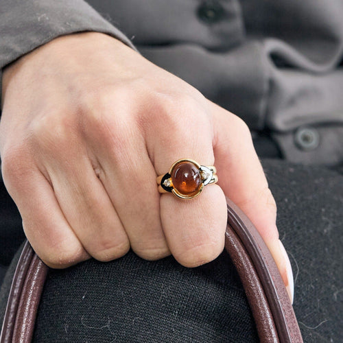 Bague 51 Bague en or jaune onyx, diamants et citrine 58 Facettes DV0463-15-51-2