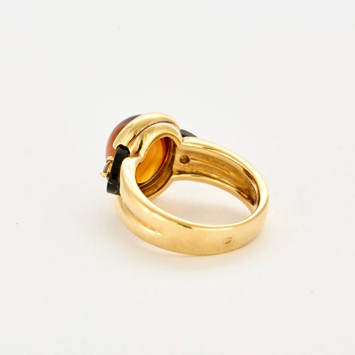 Bague 51 Bague en or jaune onyx, diamants et citrine 58 Facettes DV0463-15-51-2