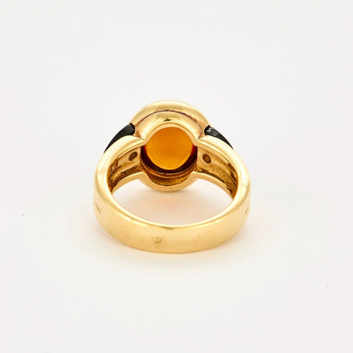 Bague 51 Bague en or jaune onyx, diamants et citrine 58 Facettes DV0463-15-51-2