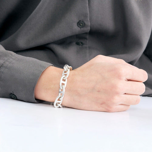 Bracelet HERMES - Bracelet chaîne d'ancre en argent, grand modèle 58 Facettes DV0981-1