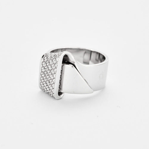 Bague 54 Bague moderniste en or gris et diamants 58 Facettes DV12321-3-54-3