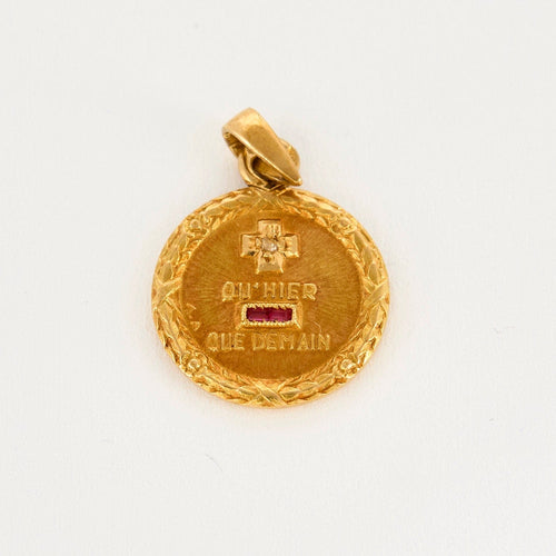 Pendentif AUGIS - Médaille sentimentale en or jaune 58 Facettes DV0989-5