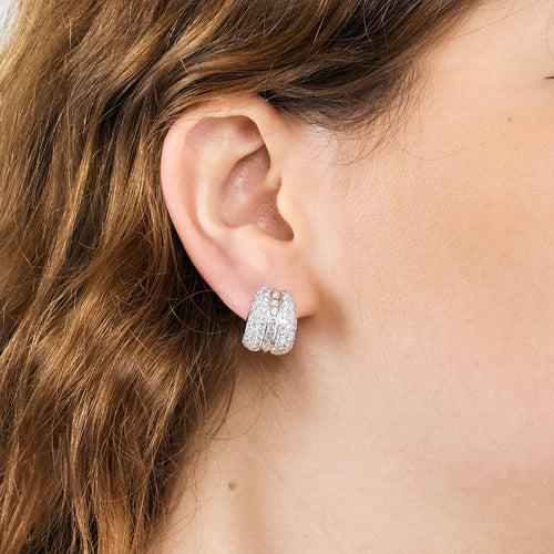 Boucles d'oreilles Boucles d'oreilles or gris et diamants 58 Facettes DV13363-2