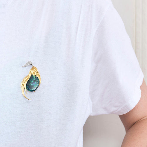 Broche Broche Opale australienne or, platine et diamants 58 Facettes DV13843-1