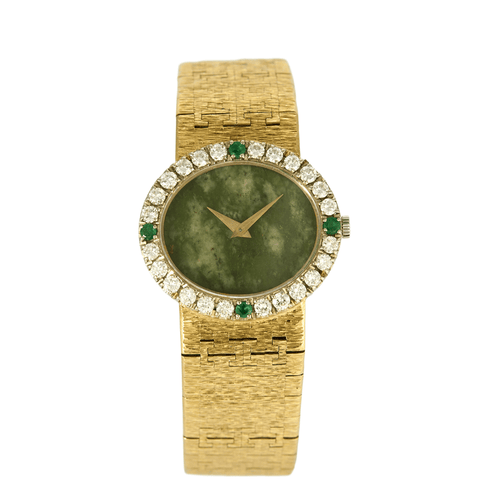 Montre PIAGET - Extraplate Joaillerie - Montre de dame Or Jaune, Jadeite, Diamants, Emeraudes 58 Facettes DV4479-37