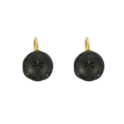 Boucles d'oreilles Paire de dormeuse en or rose avec cabochon de jaïs 58 Facettes DV13332-1