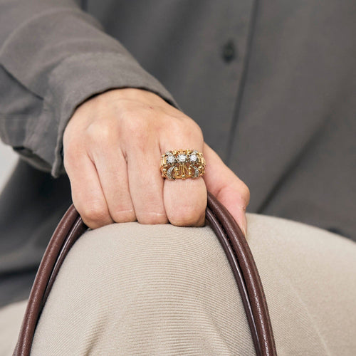 Bague 52 Bague en or rose, or gris et diamants 58 Facettes DV0013-31-52-1