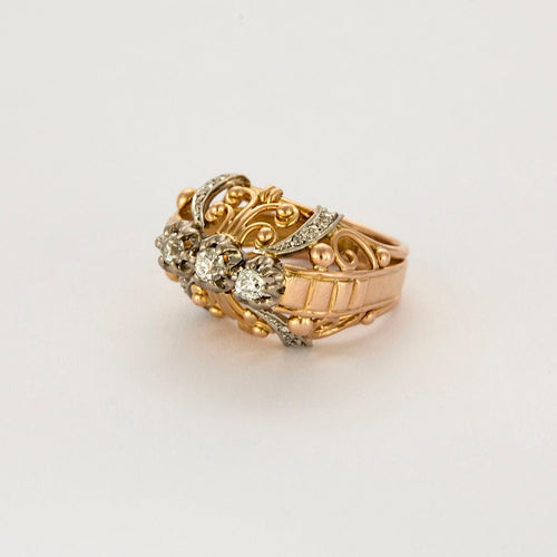 Bague 52 Bague en or rose, or gris et diamants 58 Facettes DV0013-31-52-1