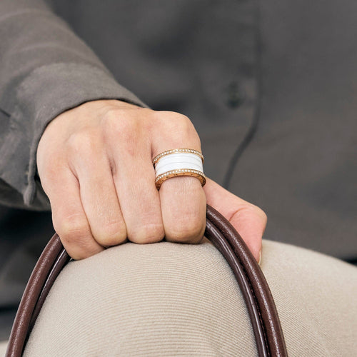 Bague 53 BULGARI - B.Zéro 1 - Bague céramique blanche et diamants 58 Facettes DV0986-3-53-2