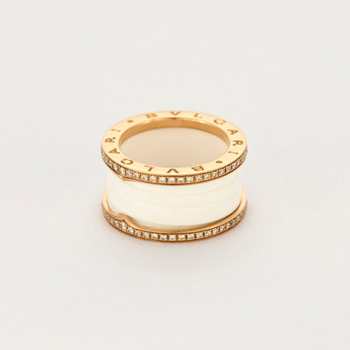 Bague 53 BULGARI - B.Zéro 1 - Bague céramique blanche et diamants 58 Facettes DV0986-3-53-2