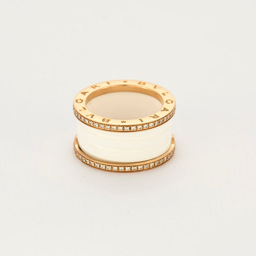 Bague 53 BULGARI - B.Zéro 1 - Bague céramique blanche et diamants 58 Facettes DV0986-3-53-2