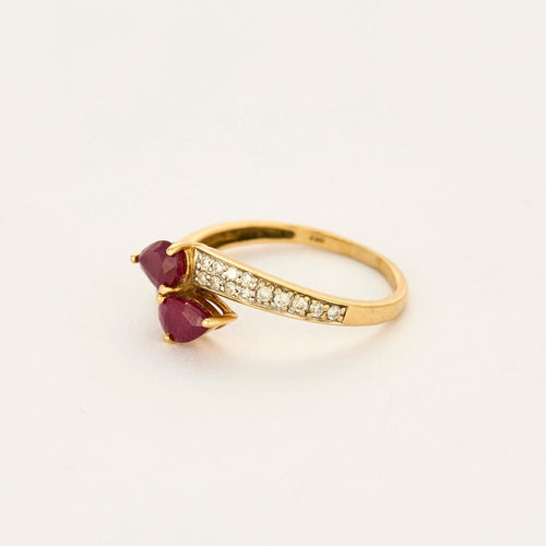 Bague 56 Bague en or jaune, rubis et diamants 58 Facettes DV5719-1