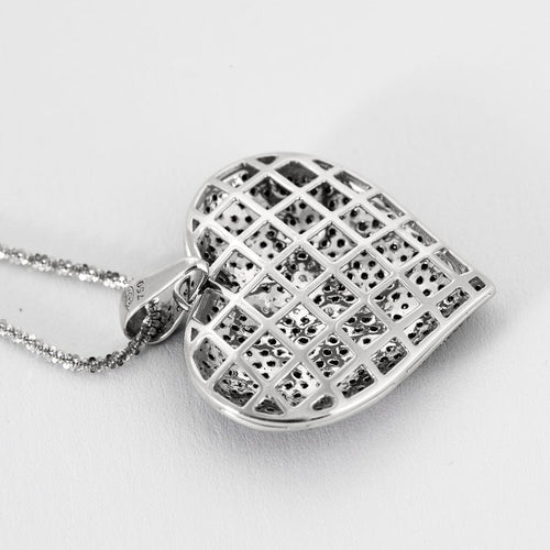 Collier Collier et pendentif Coeur en or gris et diamants noirs 58 Facettes DV6568-1