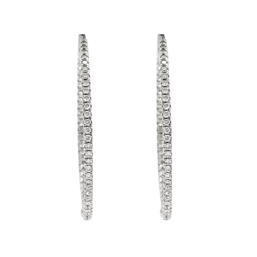 Boucles d'oreilles Paire d'anneaux d'oreilles en or gris et diamants 58 Facettes DV11154-2