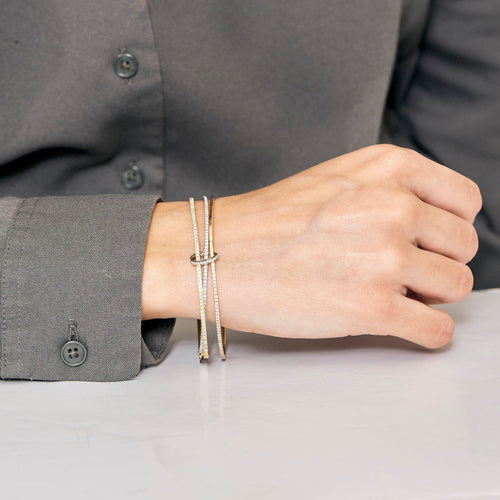 Bracelet Trois bracelets en or de trois couleurs et diamants 58 Facettes DV11154-7