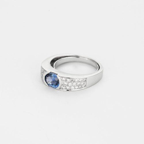Bague 58 Bague bandeau en or blanc, saphir et diamants 58 Facettes DV15480-2-58-2