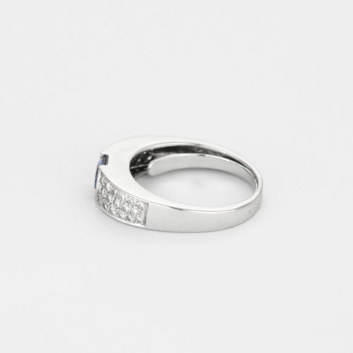 Bague 58 Bague bandeau en or blanc, saphir et diamants 58 Facettes DV15480-2-58-2