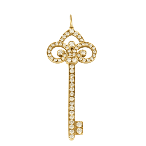 Pendentif Tiffany & Co - Clé Fleur de Lys - grand modèle - Pendentif en or jaune et diamants 58 Facettes DV15606-1