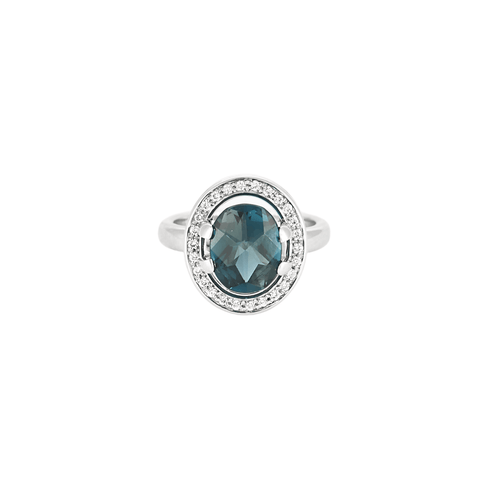 POIRAY - Ma préference - Bague en or gris et diamants, topaze blue london - tourmaline rose