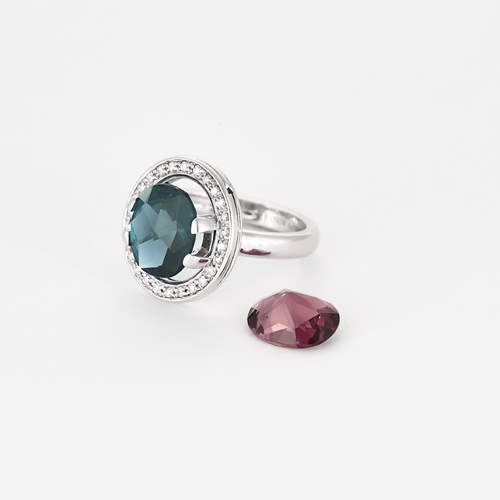 Bague 52 POIRAY - Ma préference - Bague en or gris et diamants, topaze blue london - tourmaline rose 58 Facettes DV0936-2